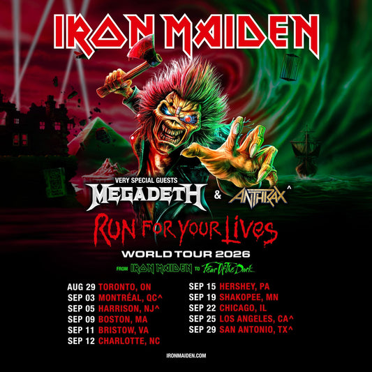 MEGADETH JOINS IRON MAIDEN'S RUN FOR YOUR LIVES WOLRD TOUR 2026