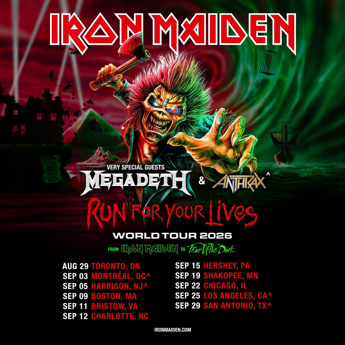 MEGADETH JOINS IRON MAIDEN'S RUN FOR YOUR LIVES WOLRD TOUR 2026
