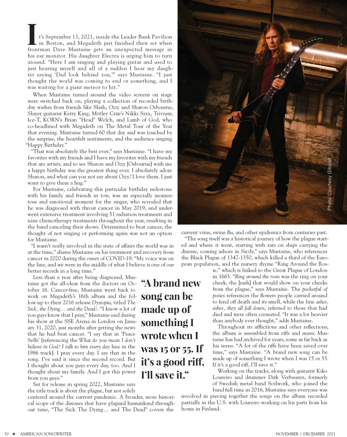 Dave Mustaine Featured in American Songwriter
