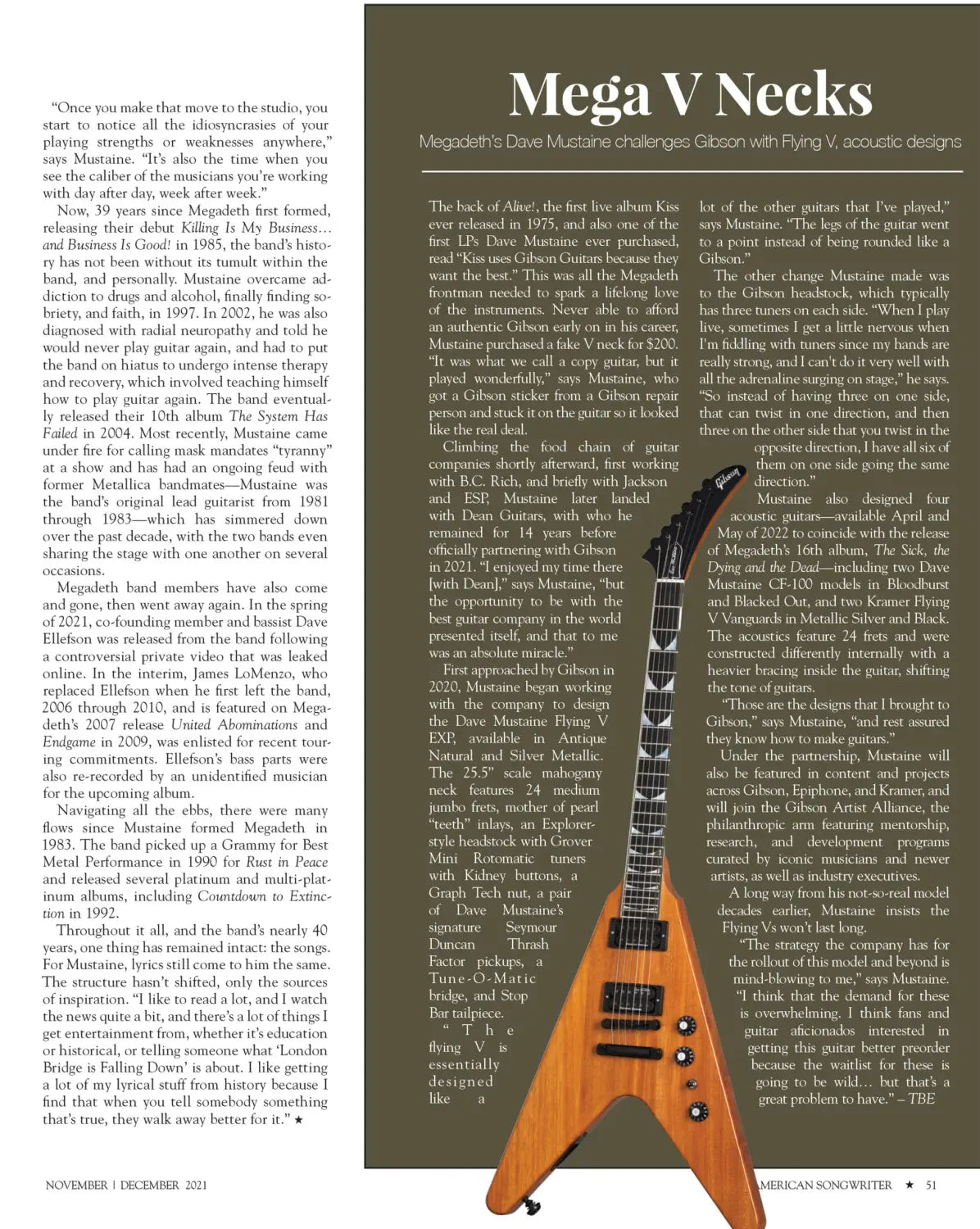 Dave Mustaine Featured in American Songwriter